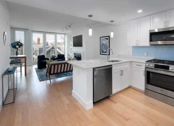 Living and Kitchen at Saint James Place, Cambridge, MA, 02140